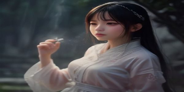 雨后薄雾弥漫的城市街道，一位女性打着伞安静行走，雨雾交融营造出女人如雾的柔韧与诗意生活场景